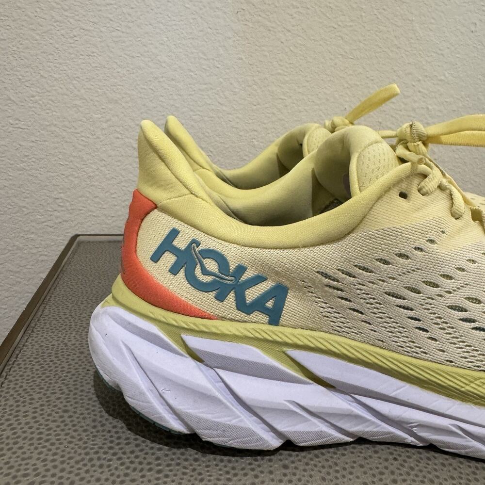Hoka One One Clifton 8 Shoes Womens 9 B Yellow Pear Running Sneakers - Picture 2 of 16
